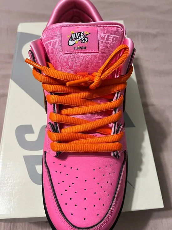 Nike Dunk SB Low Powerpuff Hot Pink with Orange Swoosh (NEW W. Box) - Picture 5 of 9
